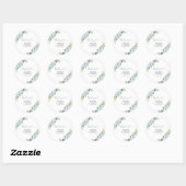 Romantischer Hellblauer Blumenhochzeit-Sticker Runder Aufkleber (Blatt)