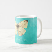 Romantischer Hellblauer Schmetterling Kaffeetasse (VorderseiteRechts)