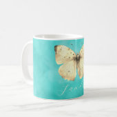 Romantischer Hellblauer Schmetterling Kaffeetasse (Vorderseite Links)