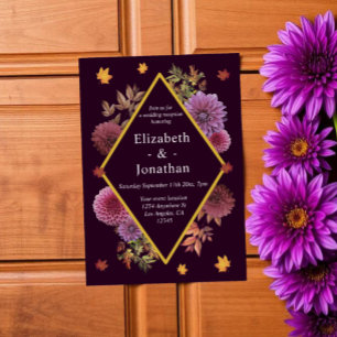 Romantischer Herbst-Dahlien-Hochzeitsempfang Einladung