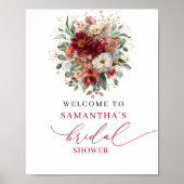 Romantischer Herbst-Marsala-Blumen-Brautjungfer-Em Poster (Vorne)