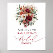 Romantischer Herbst-Marsala-Blumen-Brautjungfer-Em Poster (Vorne)