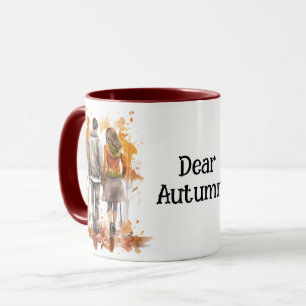 Romantischer Herbstcouple Umbrella Tasse