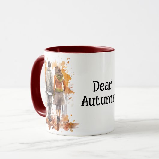 Romantischer Herbstcouple Umbrella Tasse (Vorderseite Links)