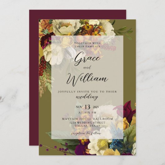 Romantischer Herbstfall blutige Hochzeitseinladung Einladung (Vorne/Hinten)