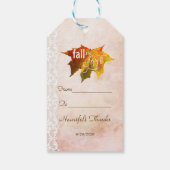 Romantischer Herbstfall in der Liebe Hochzeit Geschenkanhänger (Rückseite)