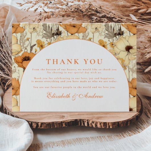 Romantischer Herbstlicher Blumenhochzeit Dankeskarte