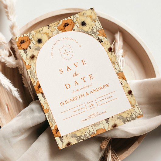 Romantischer Herbstlicher Blumenhochzeit Save The Date