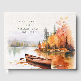 Romantischer Herbstsee und Schiff Hochzeitskarte Gästebuch