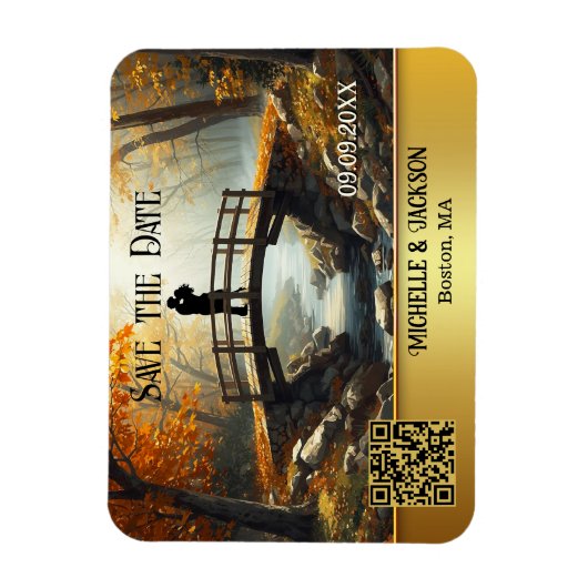 Romantischer Herbstwald - Heiratsankündigung Magnet (Vertikal)