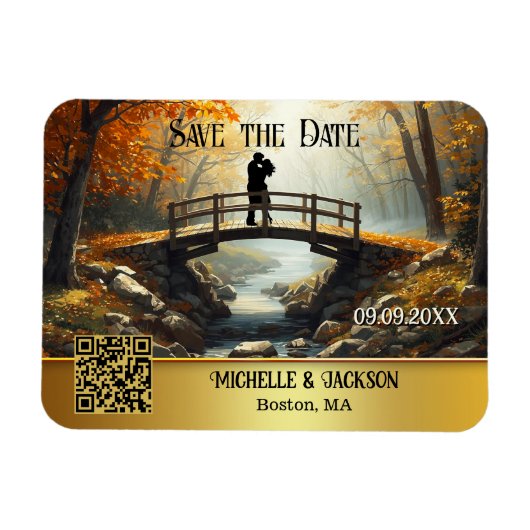Romantischer Herbstwald - Save-the-Date Magnet (Horizontal)