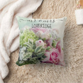 Romantischer Herr & Mrs. Pink Rose Floral Wedding Kissen (Decke)