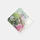 Romantischer Herr & Mrs. Pink Rose Floral Wedding Serviette (Ecke)