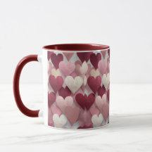 Romantischer Herz-Muster-Becher Pink & Rot Liebe K