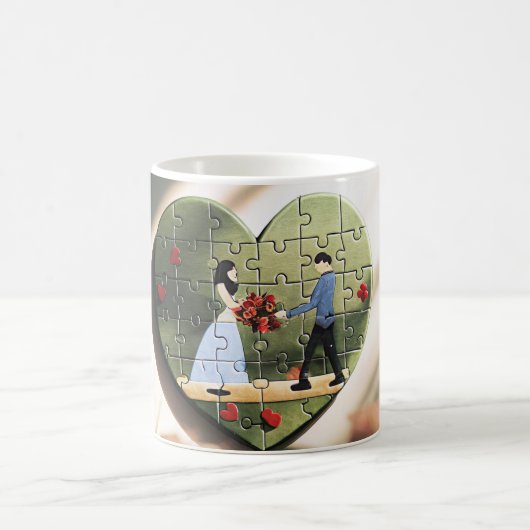 Romantischer Herz-Puzzle-Becher Kaffeetasse (Mittel)