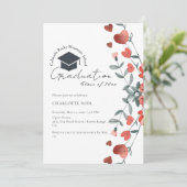 Romantischer Herzblütenfrühling Abschluss Einladung (Stehend Vorderseite)