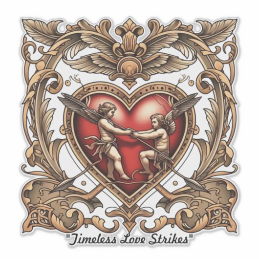 "Romantischer Herzbogen" Aufkleber (Vorderseite)