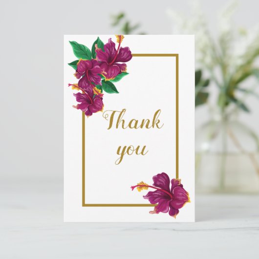 Romantischer Hibiskus Blume botanischer Dankeschön Dankeskarte (Stehend Vorderseite)