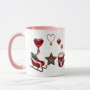 Romantischer High-End-Herz-Weihnachts-Kombi-Kaffee Tasse
