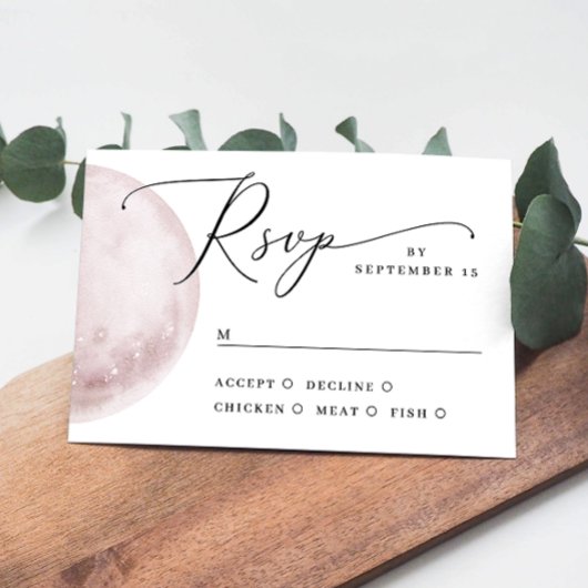 Romantischer Himmelrosa Blush Moon | Boho Wedding RSVP Karte