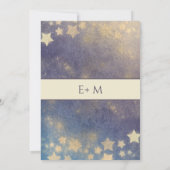 Romantischer Himmelsmond und Sternenkalligraphie G Einladung (Rückseite)