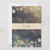 Romantischer Himmelsmond und Sternenkalligraphie G Einladung (Rückseite)