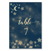 Romantischer Himmelsmond und Sternenkalligraphie Tischnummer (Rückseite)