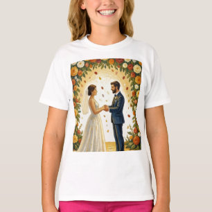 Romantischer Hochzeitsbogen mit goldenen Rosen für T-Shirt