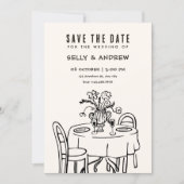 Romantischer Hochzeitstisch Save The Date (Vorderseite)