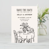 Romantischer Hochzeitstisch Save The Date (Stehend Vorderseite)