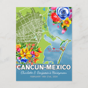 Romantischer Hochzeitsurlaub Cancun Mexiko Karte