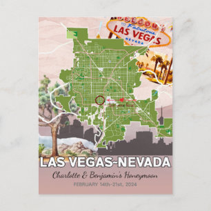 Romantischer Hochzeitsurlaub Las Vegas Nevada Kart Postkarte