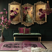 Romantischer Hummingbird & Burgund Floral auf Gold Seidenpapier