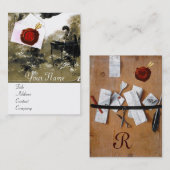 ROMANTISCHER INHABER DES ROTEN WACHS SIEGEL MONOGR VISITENKARTE (Vorne/Hinten)