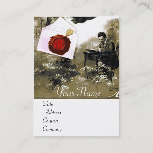 ROMANTISCHER INHABER DES ROTEN WACHS SIEGEL MONOGR VISITENKARTE (Vorderseite)