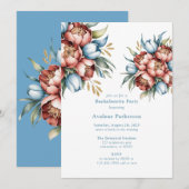 Romantischer Junggeselinnen-Abschied Peonies & Tul Einladung (Vorne/Hinten)