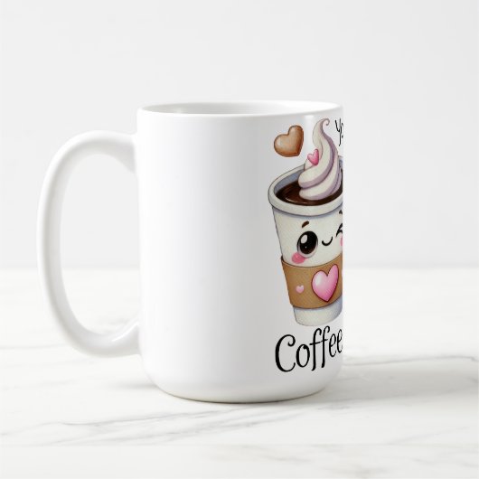 Romantischer Kaffee und Donut-Tasse Kaffeetasse (Links)