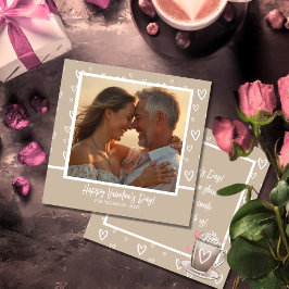 Romantischer Kaffee und Weißherz mit Foto/Botschaf Feiertagskarte