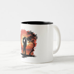 Romantischer Kaffeebecher für Paare Zweifarbige Tasse