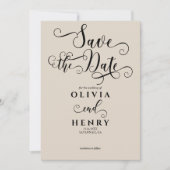 Romantischer Kalligrafie-Script-Foto QR-Code Save The Date (Vorderseite)