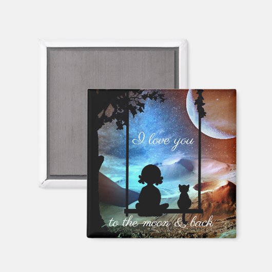 Romantischer Kitty Moonlight Liebe Magnet (Vorderseite/Rückseite)