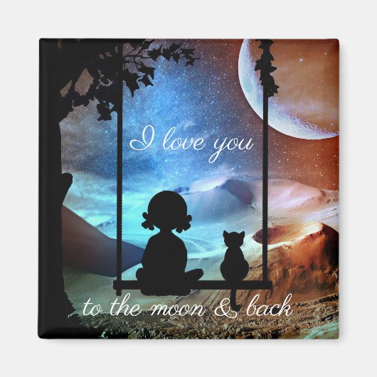 Romantischer Kitty Moonlight Liebe Magnet (Vorne)