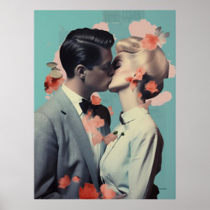Romantischer Kuss, Druck, Dekor, Collage, Kunst Poster