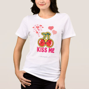 Romantischer Kuss Mich Typografie Süß Rosa Rot  Tri-Blend Shirt