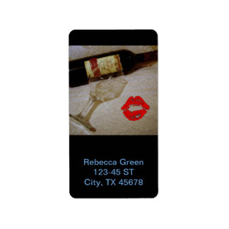 Romantischer Kuss Rote Weingläser I Liebe Wein Adressaufkleber