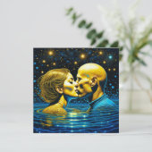 Romantischer Kuss unter den Sternen Mystische Kuns Karte (Stehend Vorderseite)