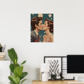 Romantischer Kuss Vintag Poster (Heimbüro)