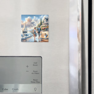 Romantischer Küsten-Cottage-Sonnenuntergangsspazie Magnet