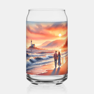 Romantischer Küsten-Sonnenuntergang-Leuchtturm-Spa Dosenglas