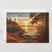 Romantischer KüstenLeuchtturm QR Code Hochzeit Einladung (Vorderseite)